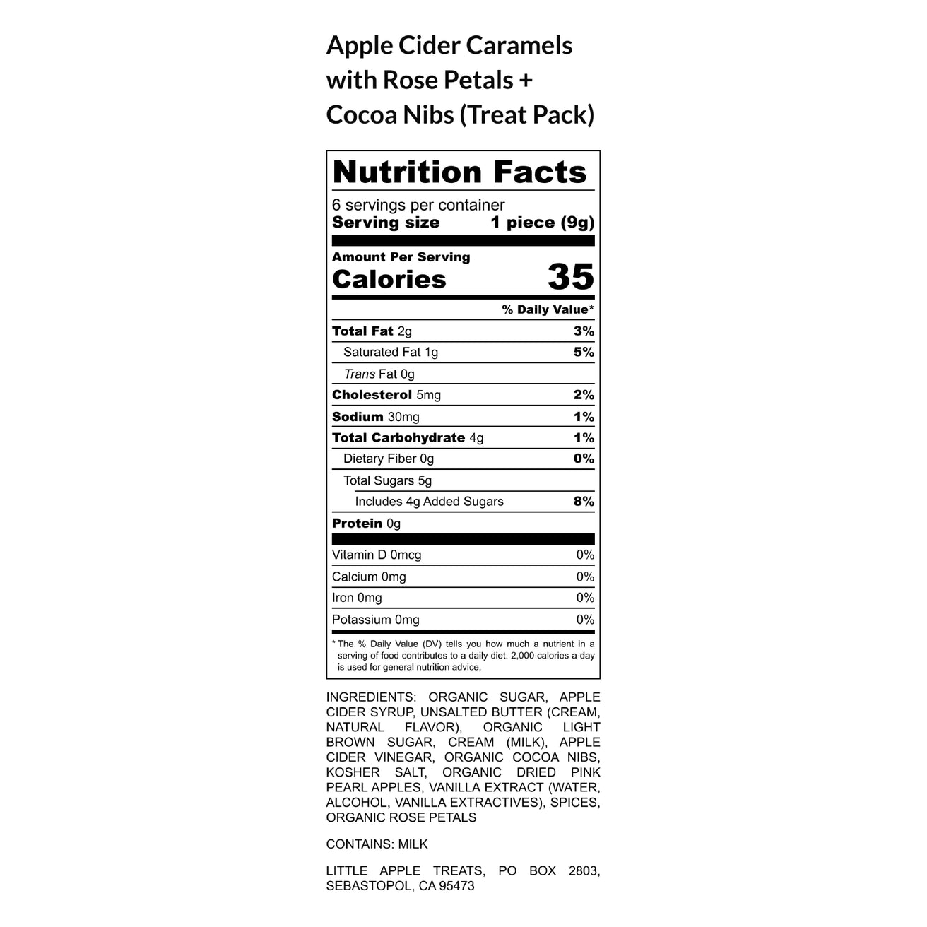 [Little Apple Treats] Rose Petals + Cocoa Nibs Apple Cider Caramels