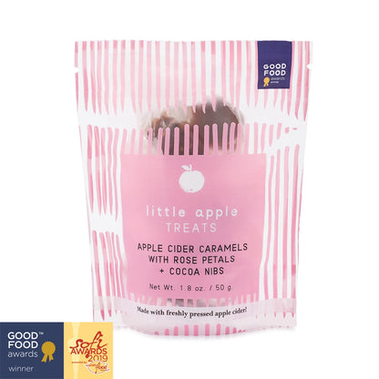 [Little Apple Treats] Rose Petals + Cocoa Nibs Apple Cider Caramels