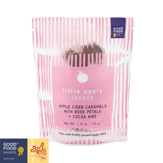 [Little Apple Treats] Rose Petals + Cocoa Nibs Apple Cider Caramels