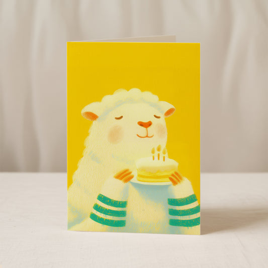 "Sheep with Cake" - Birthday Greeting Card