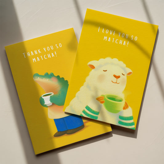 "I Love You & Thank You So Matcha" Set of 2 Greeting Cards
