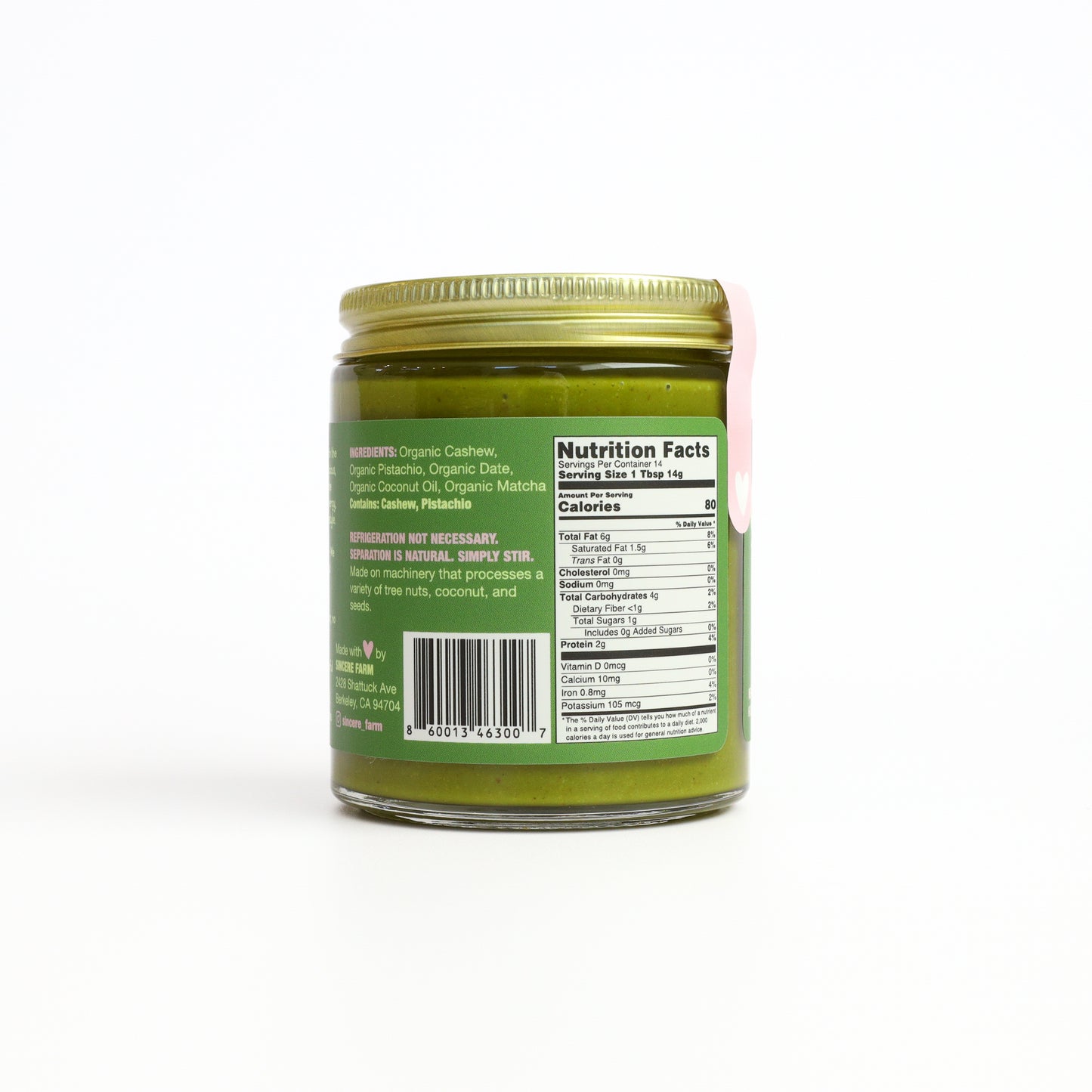 Matcha Cashew Pistachio Butter