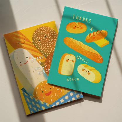 "Thanks a Whole Bunch" - Bread Edition, Set of 2 Greeting Cards