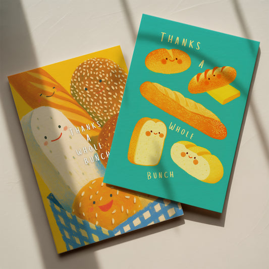 "Thanks a Whole Bunch" - Bread Edition, Set of 2 Greeting Cards