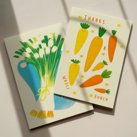 "Thanks a Whole Bunch" - Veggie Edition, Set of 2 Greeting Cards